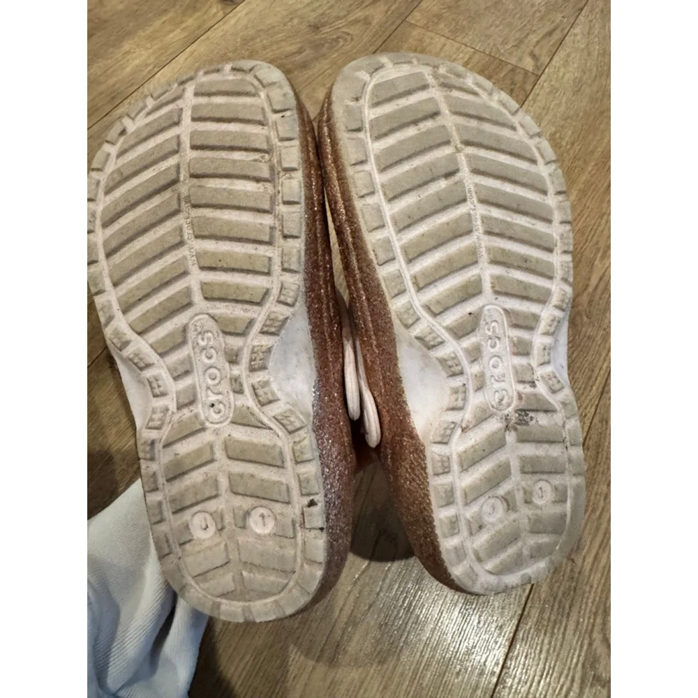 Girls Crocs Glitter Lined 1 (Little Girl) Rose Gold Pink